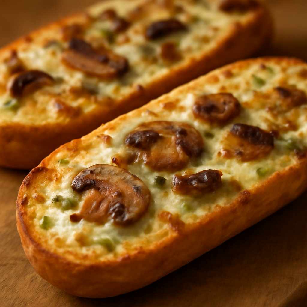 Garlic Bread with Cheese & Mushrooms